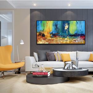 large paintings for living room wall oil painting canvas art turquoise abstract painting laminas de cuadros pared decorativas - SallyHomey Life's Beautiful