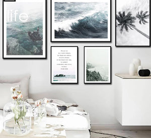 Nordic Decoration Motivational Poster and Prints Life Quote Sea Landscape Wall Art Canvas Painting Decorative Picture Home Decor - SallyHomey Life's Beautiful