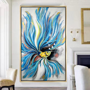 100% Hand Painted Abstract Colorful Fish Oil Painting On Canvas Wall Art Frameless Picture Decoration For Live Room Home Decor