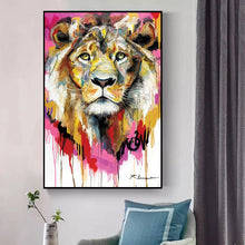 Load image into Gallery viewer, Animal Oil Painting Posters and Prints on Canvas Wall Art Painting Abstract Watercolor Lion Pictures for Living Room Home Decor - SallyHomey Life&#39;s Beautiful