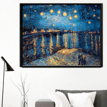 Load image into Gallery viewer, Impressionis Artist Van gogh Starry Sky of The Rhone River Oil Painting on Canvas Wall Art Canvas Picture for Living Room Decor - SallyHomey Life&#39;s Beautiful