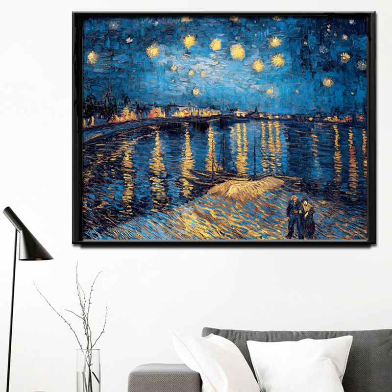 Impressionis Artist Van gogh Starry Sky of The Rhone River Oil Painting on Canvas Wall Art Canvas Picture for Living Room Decor - SallyHomey Life's Beautiful