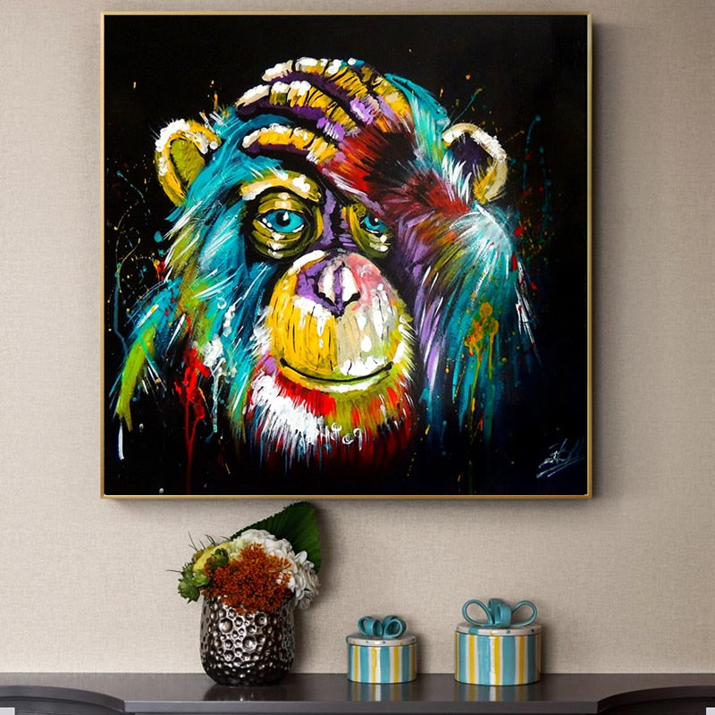 Posters and Prints Wall Art Canvas Painting Abstract Watercolor Baboon Decorative Pictures for Living Room Cuadros Salon Decor - SallyHomey Life's Beautiful