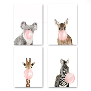 Giraffe Zebra Animal Posters and Prints Canvas Art Painting Wall Art Nursery Decorative Picture Nordic Style Kids Decoration - SallyHomey Life's Beautiful