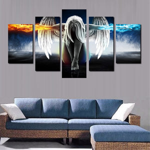 Modern Painting Anime Angel Girl Wings Ice and Fire Poster Prints on Canvas Wall Art Picture for Living Room Home Decor No Frame - SallyHomey Life's Beautiful