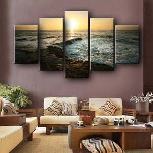 Modern Landscape Posters and Prints on Canvas Wall Art Decoration Canvas Painting Sunrise at Sea Pictures For Living Room Wall - SallyHomey Life's Beautiful