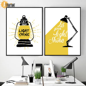 Cartoon Table Lamp Motivational Quotes Wall Art Canvas Painting Nordic Posters And Prints Wall Pictures For Living Room Decor - SallyHomey Life's Beautiful