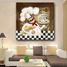 Load image into Gallery viewer, Waterproof Canvas Print Poster Never Trust a Skinny Cook Picture Cook Kitchen Decor Wall Painting For Restaurant Home Decoration - SallyHomey Life&#39;s Beautiful