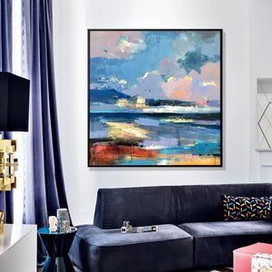 100% Hand Painted Abstract Seaview Art Oil Painting On Canvas Wall Art Wall Adornment Pictures Painting For Live Room Home Decor