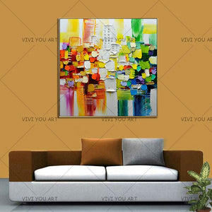 100% Handmade Canvas Oil Paintings Modern Abstract Palette Knife Oil Painting On Canvas Wall Picture For Living Room Home Decor - SallyHomey Life's Beautiful