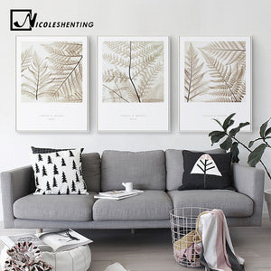 Nordic Decoration Vintage Poster Leaves Plant Wall Art Canvas Prints Minimalist Painting Wall Picture for Living Room Home Decor - SallyHomey Life's Beautiful