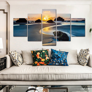 5pcs Sea Sunset Landscape Pictures for Living Room Home Decoration - SallyHomey Life's Beautiful