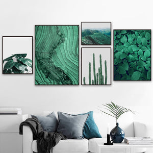 Fresh Cactus Mountain Leaf Terraced Field Wall Art Canvas Painting Nordic Posters And Prints Wall Pictures For Living Room Decor - SallyHomey Life's Beautiful