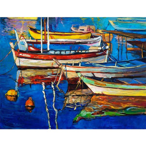 100% Hand Painted Modern Abstract Sailboat Painting On Canvas Wall Art Frameless Picture Decoration For Live Room Home Deco Gift