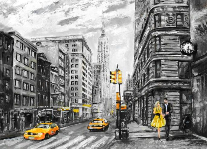 Abstract Landscape Posters and Prints on Canvas Wall Art Oil Painting New York and Paris City View Picture for Living Room Decor - SallyHomey Life's Beautiful