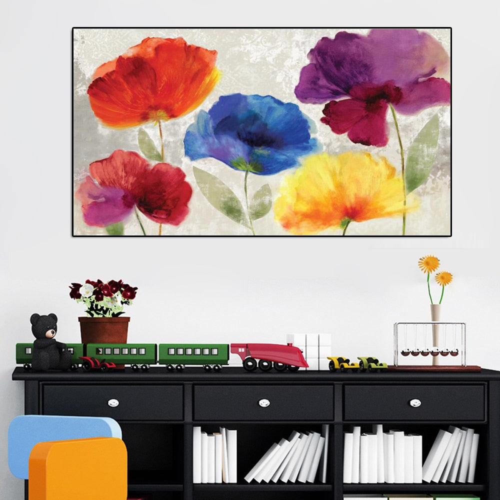 70x140cm Modern Colorful Flower Wall Art Picture - SallyHomey Life's Beautiful