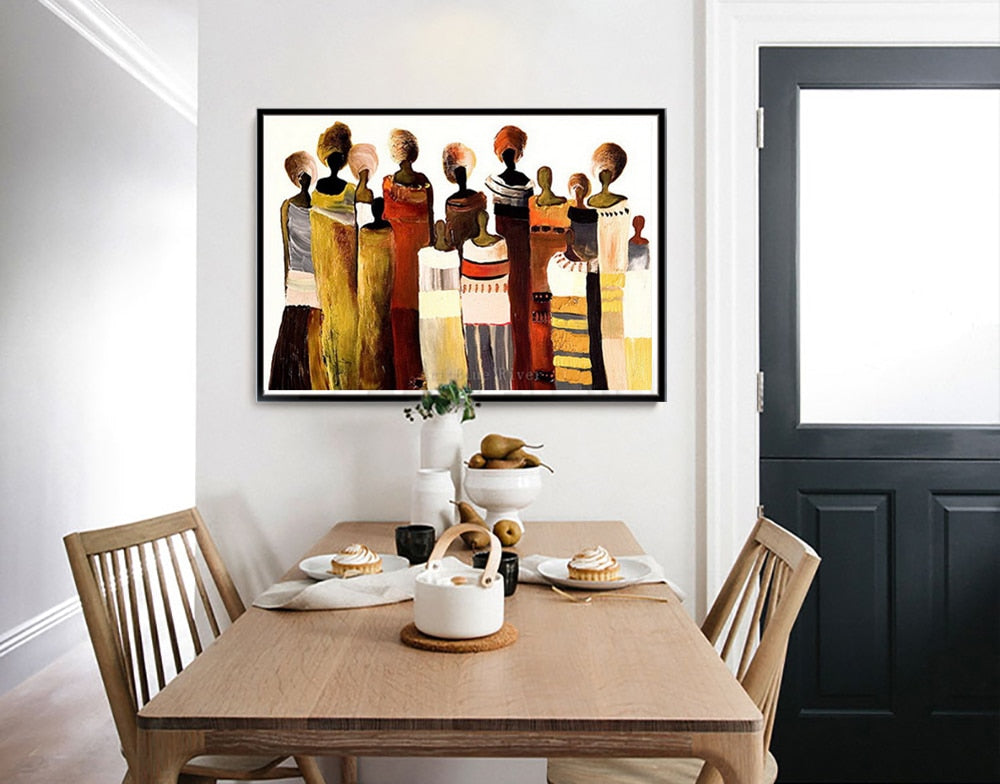 African women painting wall art picture abstract art modern canvas painting hand painted oil painting for living room large - SallyHomey Life's Beautiful
