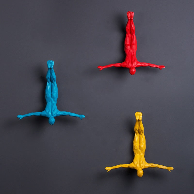 Creative Retro Bungee Rock Climbing Figures Resin Sculpture Bar Restaurant Store Wall Decoration Living Room Wall Statues - SallyHomey Life's Beautiful