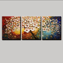 Load image into Gallery viewer, Canvas painting modern acrylic painting set tree triptych painting flower pictures modern abstract living room - SallyHomey Life&#39;s Beautiful