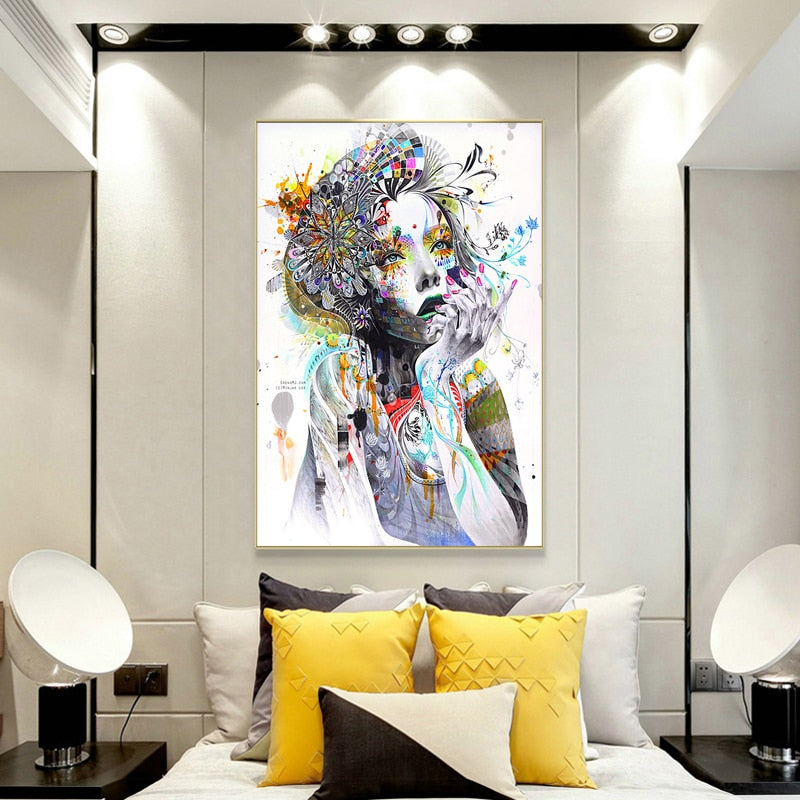 Modern Abstract Portrait Posters and Prints Wall Art Canvas Painting Flower Sex Woman Wall Art Poster for Living Room Home Decor - SallyHomey Life's Beautiful