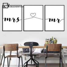 Load image into Gallery viewer, Mr Mrs Family Simple Quotes Wall Art Canvas Poster Minimalist Print Couple Anniversary Painting Picture for Living Room Decor - SallyHomey Life&#39;s Beautiful