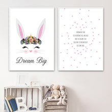 Load image into Gallery viewer, Cartoon Rabbit Nursery Quotes Canvas Poster Minimalist Wall Art Print Painting Nordic Kids Decoration Picture Baby Bedroom Decor - SallyHomey Life&#39;s Beautiful