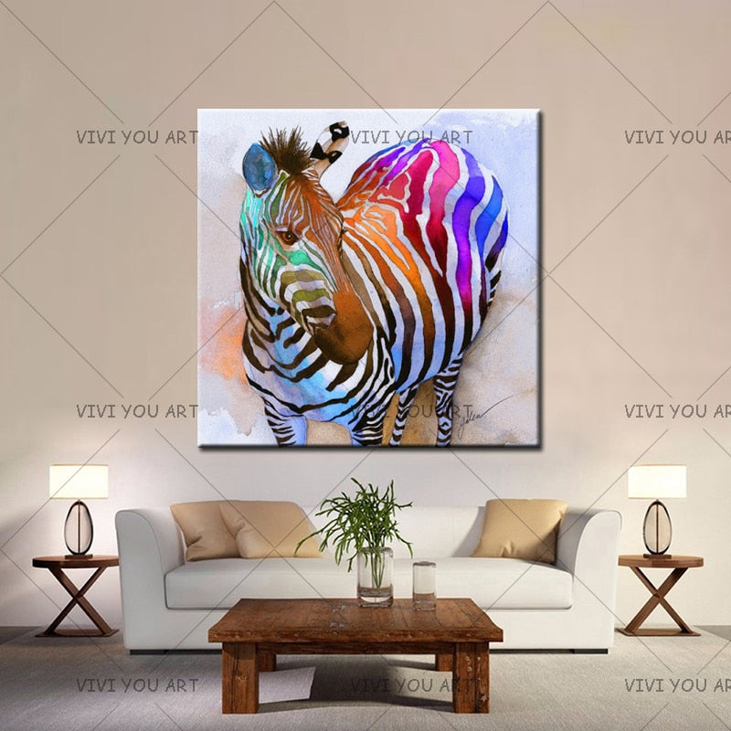 100% Hand Painted On Canvas Animal Zebra Large Modern Wall Art Picture For Living Room Home Decoration
