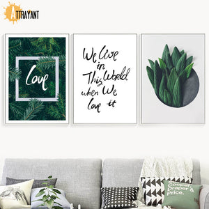 Cypress Leaf Tropical Plant Creative Love Wall Art Canvas Painting Nordic Posters And Prints Wall Pictures For Living Room Decor - SallyHomey Life's Beautiful