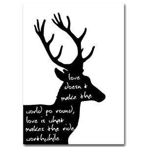 Nordic Decoration Deer Motivational Poster Canvas Prints Minimalist Wall Art Painting Black Whties Wall Picture for Living Room - SallyHomey Life's Beautiful