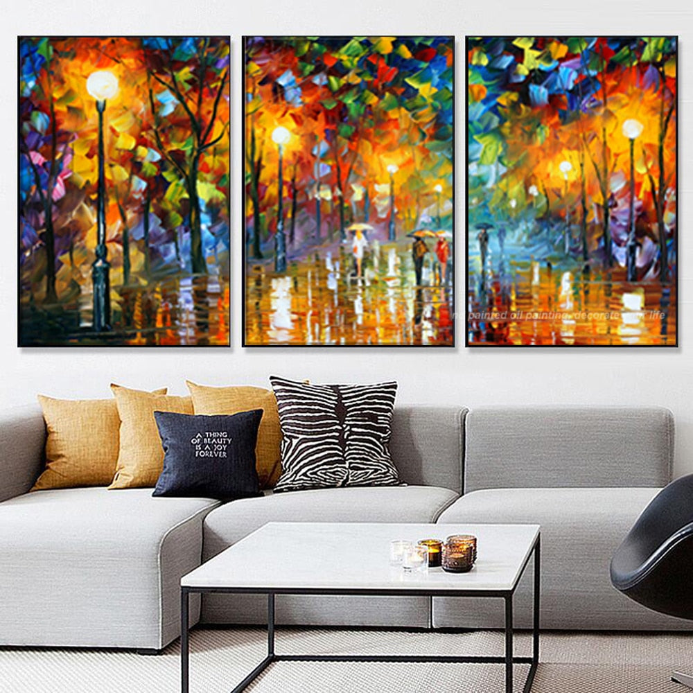3 piece canvas art abstract paintings acrylic wall decor cheap Modern paintings palette knife painting living room decoration - SallyHomey Life's Beautiful