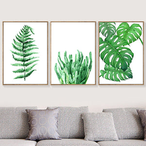 Banana Leaf Maple Ferns Green Leaf Wall Art Canvas Painting Nordic Posters And Prints Plants Wall Pictures For Living Room Decor - SallyHomey Life's Beautiful
