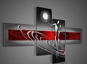 Modern Sexy People Sweetheart Dancer Sun Oil Painting On Canvas 4 Panel Art Set Home Abstract Wall Decor Picture for Living Room - SallyHomey Life's Beautiful