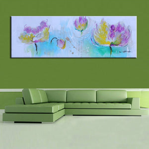 Canvas Print Wall Art Colorful Flowers 60x180cm Large Poster Oil Painting on Canvas for Living Room Wall Decor - SallyHomey Life's Beautiful