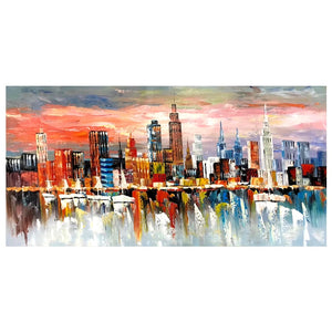 100% Hand Painted Abstract Building Art Painting On Canvas Wall Art Wall Adornment Pictures Painting For Live Room Home Decor