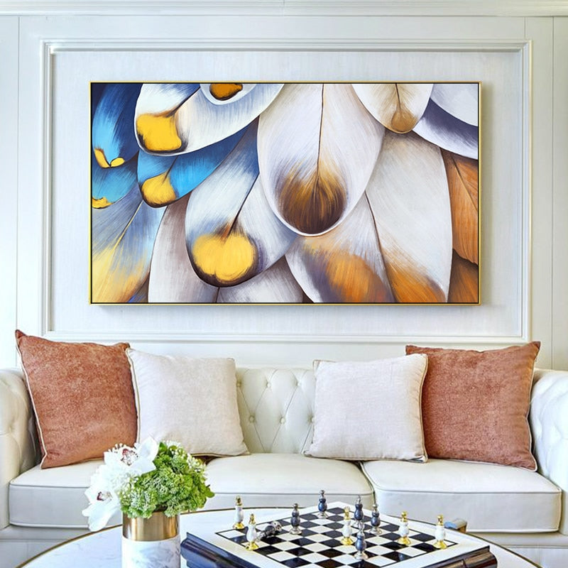100% Hand Painted Abstract Feather Art Oil Painting On Canvas Wall Art Frameless Picture Decoration For Live Room Home Deco Gift