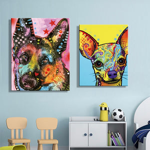 Modern Abstract Art Posters and Prints on Canvas Wall Art Painting Watercolor Pet Dogs Decorative Painting for Kids Room Decor - SallyHomey Life's Beautiful