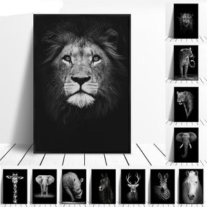 Canvas Painting Animal Wall Art Lion Elephant Deer Zebra Posters and Prints Wall Pictures for Living Room Decoration Home Decor - SallyHomey Life's Beautiful