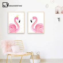 Load image into Gallery viewer, Watercolor Animal Flamingo Posters Wall Art Canvas Prints Paintings Decorative Picture for Kids Living Room Modern Home Decor - SallyHomey Life&#39;s Beautiful