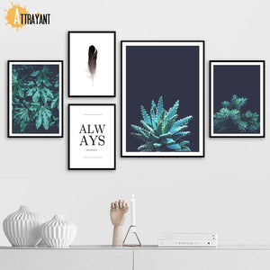 Cypress Leaf Aloe Succulent Plant Feather Wall Art Canvas Painting Nordic Posters And Prints Wall Pictures For Living Room Decor - SallyHomey Life's Beautiful