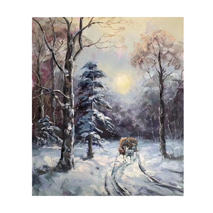 100% Hand Painted Snow Landscape Art Oil Painting On Canvas Wall Art Frameless Picture Decoration For Live Room Home Decor Gift