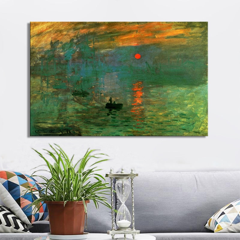 Claude Monet's Impression Sunrise Posters and Prints on Canvas Wall Art Painting Classic Famous Painting for Living Room Decor - SallyHomey Life's Beautiful