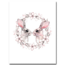 Load image into Gallery viewer, Kawaii Animal Rabbit Cat Nursery Canvas Poster Canvas Prints Wall Art Painting Wall Pictures for Children Living Room Home Decor - SallyHomey Life&#39;s Beautiful