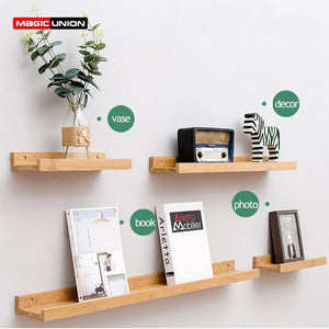 Wall Mounted Floating Display Shelves Wood Wall Storage Shelves for Bedroom Living Room Bathroom Kitchen Office Home Decorative