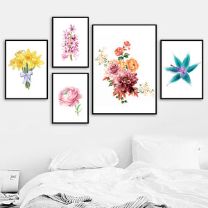Lily Pink Rose Tulip Flower Wall Art Canvas Painting Nordic Posters And Prints Plant Wall Pictures For Living Room Bedroom Decor - SallyHomey Life's Beautiful