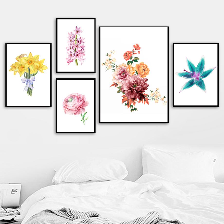 Lily Pink Rose Tulip Flower Wall Art Canvas Painting Nordic Posters And Prints Plant Wall Pictures For Living Room Bedroom Decor - SallyHomey Life's Beautiful
