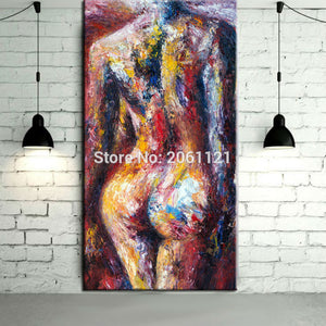 Contemporary Modern colorfull nude art painting hand painted unique ideas sexy woman body canvas oil painting wall decor - SallyHomey Life's Beautiful