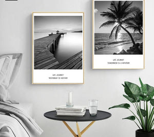 Sea Beach Bridge Sunset Landscape Wall Art Canvas Posters and Prints Nordic Painting Wall Picture for Living Room Home Decor - SallyHomey Life's Beautiful