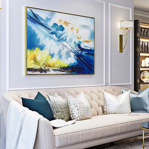 100% Hand Painted Abstract Modern Sea Art Oil Painting On Canvas Wall Art Wall Adornment Pictures Painting For Living Room Home