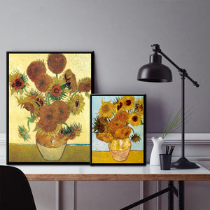 Netherlands Famous Painter Van Gogh Sunflower Oil Painting Poster Wall Art Canvas Pictures for Living Room Home Decor Frameless - SallyHomey Life's Beautiful