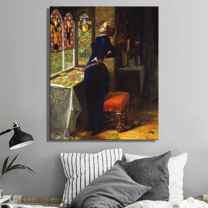 John Everett Millais Mariana Poster and Prints on Canvas Wall Art Famous Pianting Decorative Picture for Living Room Home Decor - SallyHomey Life's Beautiful
